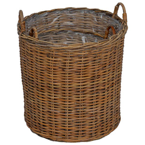Blumentopf Körbchen 2er Set Braun Rattan