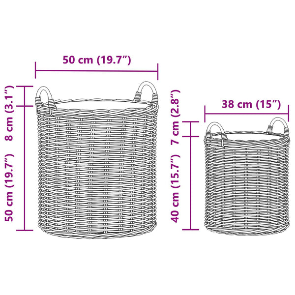 Blumentopf Körbchen 2er Set Braun Rattan