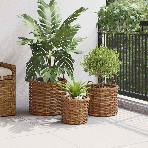 Kubu Rattan Blumentopfkörbe 3er Set