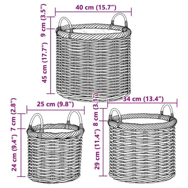 Kubu Rattan Blumentopfkörbe 3er Set