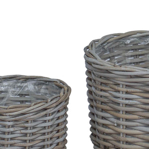 Graue Kubu Rattan Blumentopf Körbe, 2er-Set
