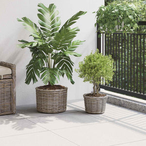 Graue Kubu Rattan Blumentopf Körbe, 2er-Set