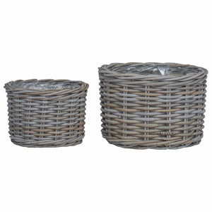 Graue Kubu Rattan Blumentopf Körbe, 2er-Set