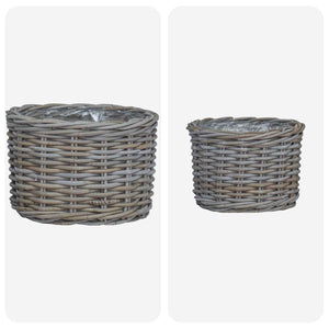 Graue Kubu Rattan Blumentopf Körbe, 2er-Set