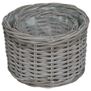 Graue Kubu Rattan Blumentopf Körbe, 2er-Set