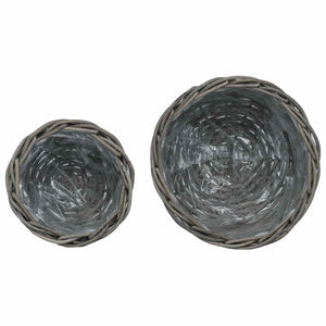 Graue Kubu Rattan Blumentopf Körbe, 2er-Set