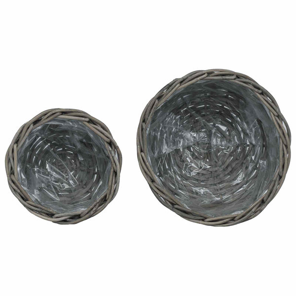 Graue Kubu Rattan Blumentopf Körbe, 2er-Set
