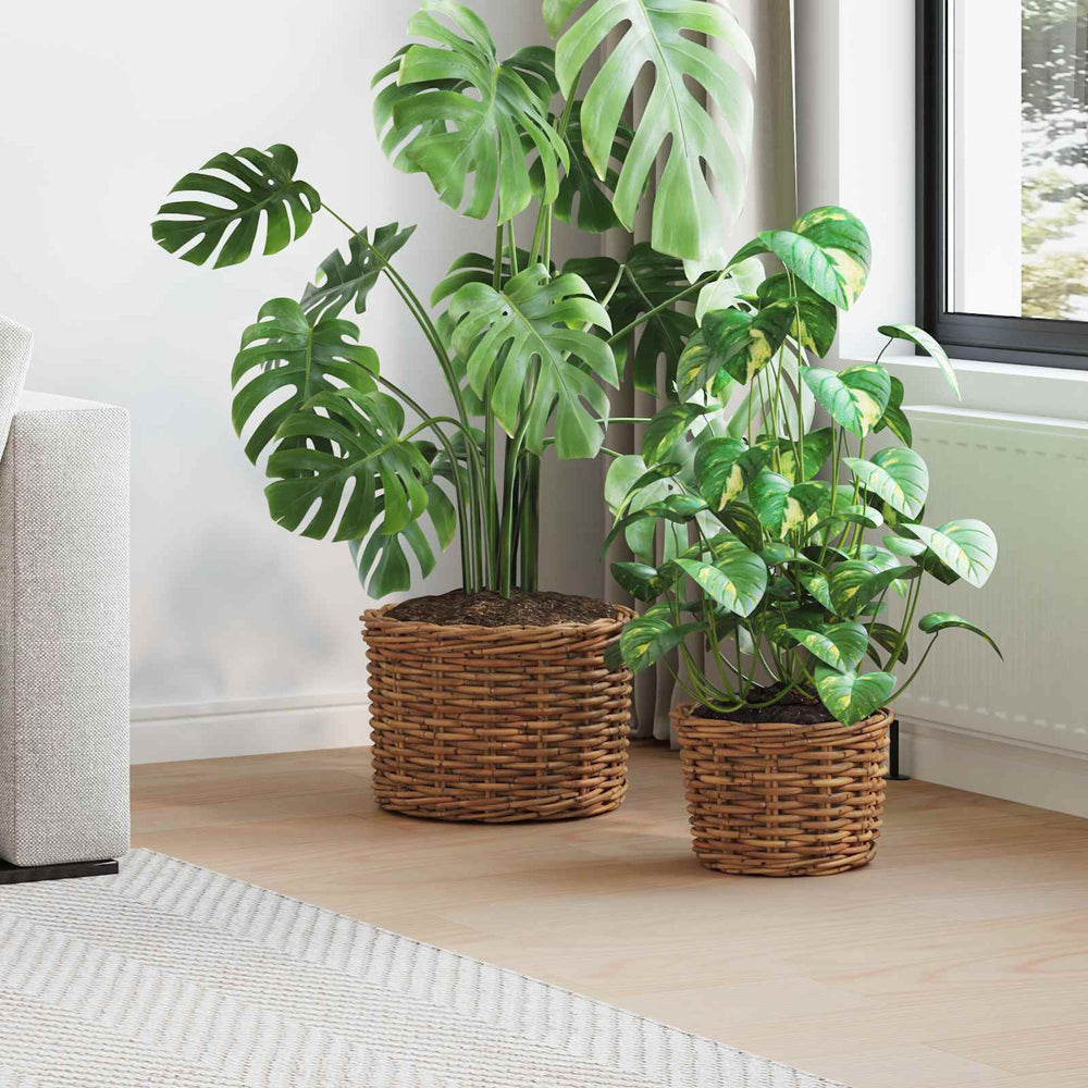 Kubu Rattan Blumentopf Korb Braun 2er Set