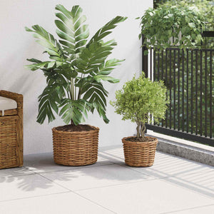 Kubu Rattan Blumentopf Korb Braun 2er Set