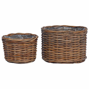 Kubu Rattan Blumentopf Korb Braun 2er Set