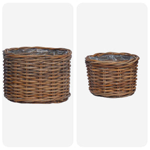 Kubu Rattan Blumentopf Korb Braun 2er Set
