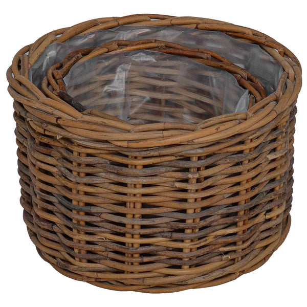 Kubu Rattan Blumentopf Korb Braun 2er Set