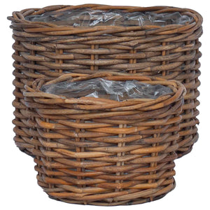 Kubu Rattan Blumentopf Korb Braun 2er Set