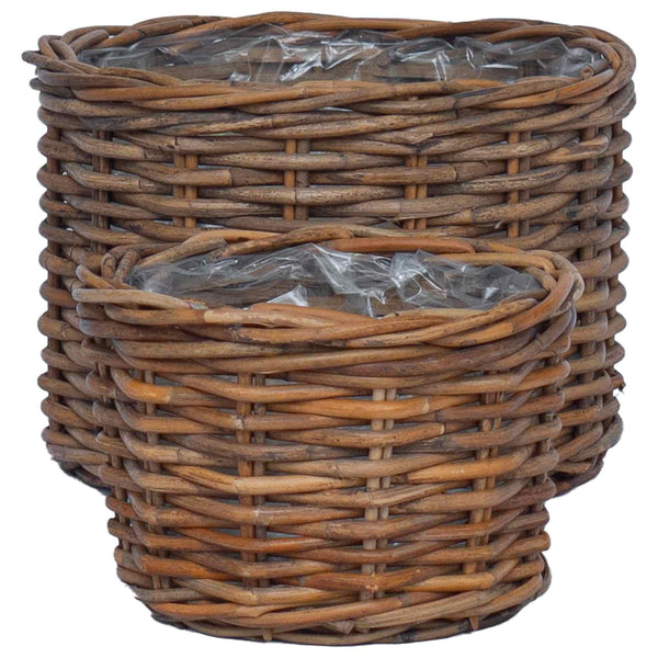 Kubu Rattan Blumentopf Korb Braun 2er Set