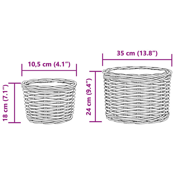 Kubu Rattan Blumentopf Korb Braun 2er Set