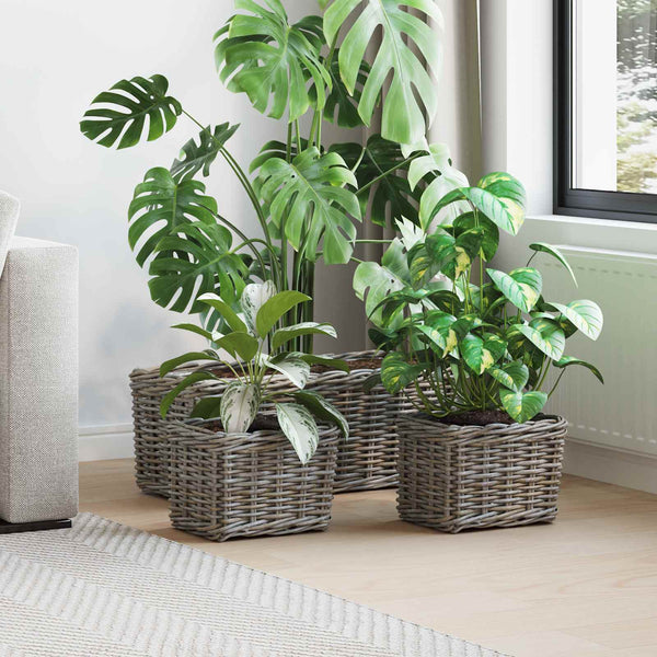 Kubu Rattan Blumentopfkörbe 3er-Set