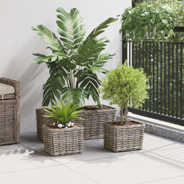 Kubu Rattan Blumentopfkörbe 3er-Set