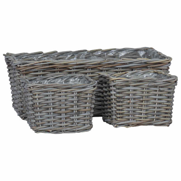 Kubu Rattan Blumentopfkörbe 3er-Set