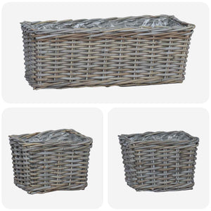 Kubu Rattan Blumentopfkörbe 3er-Set