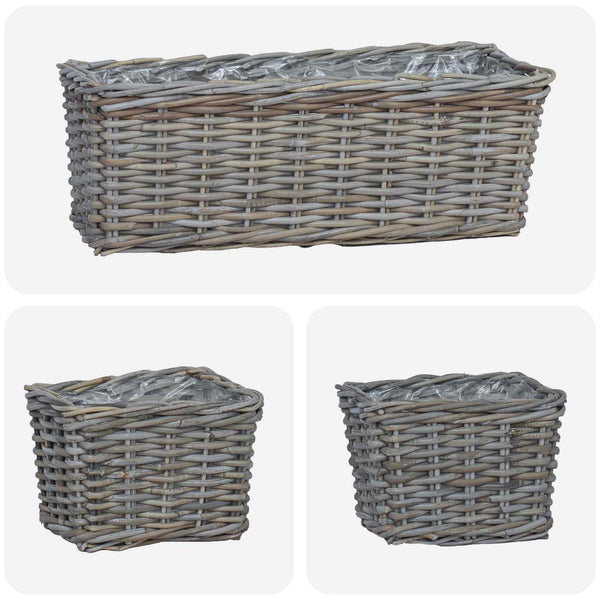 Kubu Rattan Blumentopfkörbe 3er-Set