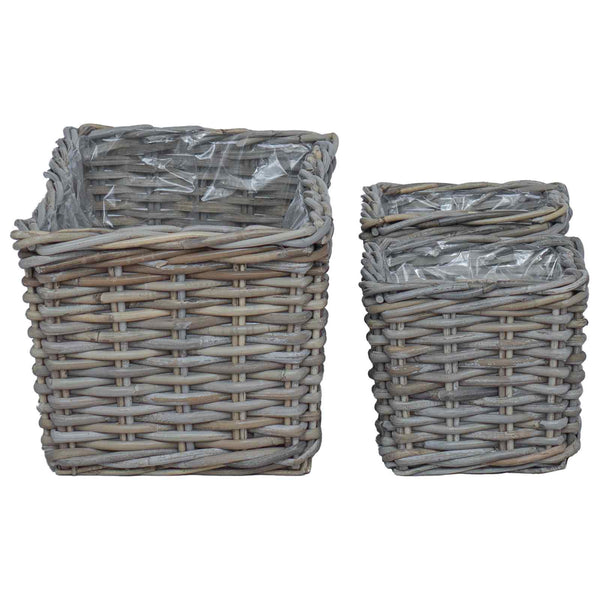 Kubu Rattan Blumentopfkörbe 3er-Set