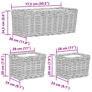 Kubu Rattan Blumentopfkörbe 3er-Set