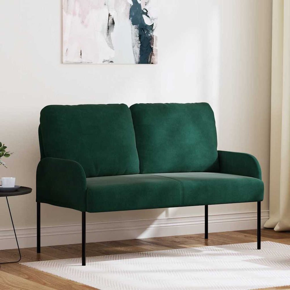 Dunkelgrünes Sofa mit Kissen, 110cm