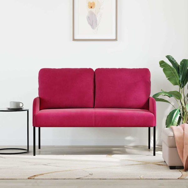 Weinrotes Sofa mit Kissen, 110cm