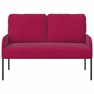 Weinrotes Sofa mit Kissen, 110cm