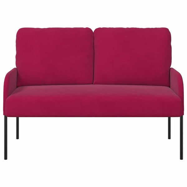 Weinrotes Sofa mit Kissen, 110cm