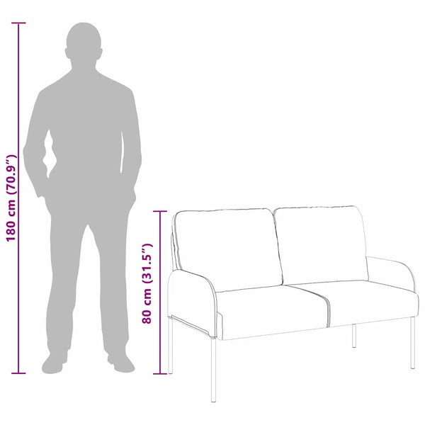 Weinrotes Sofa mit Kissen, 110cm