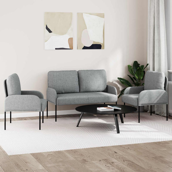 3-teilige Sofagarnitur Hellgrau