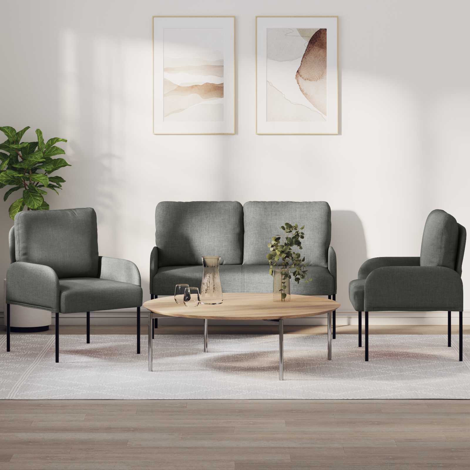Dunkelgraues 3-teiliges Sofa-Set