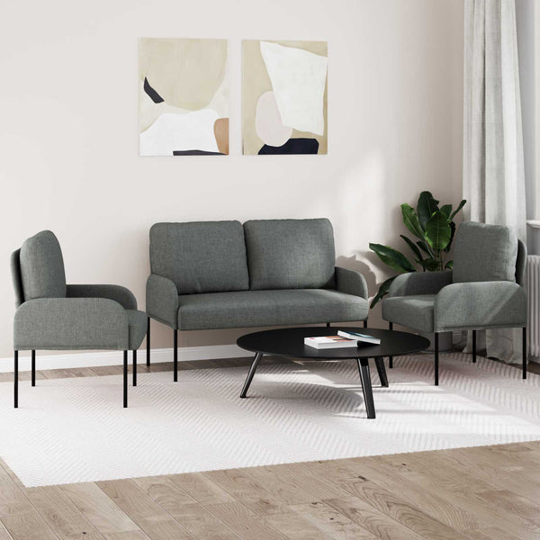 Dunkelgraues 3-teiliges Sofa-Set