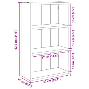 vidaXL Armoire murale de salle de bain chêne noir 40 x 16 x 62,5 cm