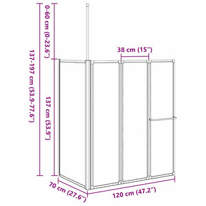 Matte Badewannenabtrennung 120x70x137cm