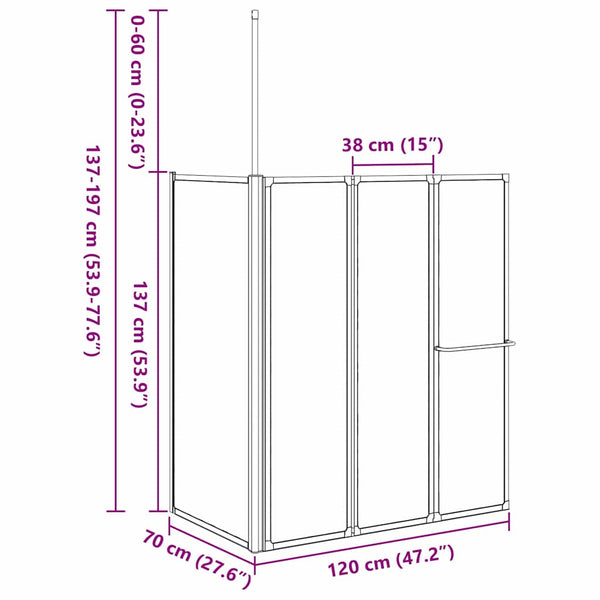 Matte Badewannenabtrennung 120x70x137cm
