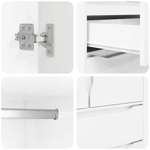Hochglanz Kleiderschrank Weiß, 156 cm