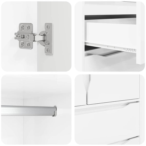 Hochglanz Kleiderschrank Weiß, 156 cm