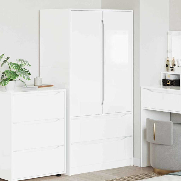 Hochglanz Kleiderschrank Weiß, 156 cm