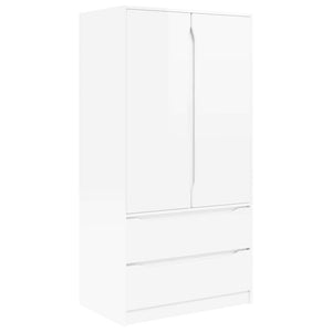 Hochglanz Kleiderschrank Weiß, 156 cm