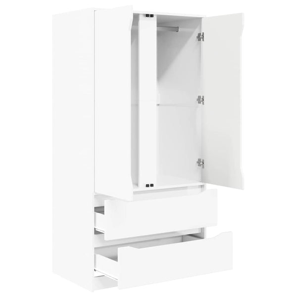 Hochglanz Kleiderschrank Weiß, 156 cm