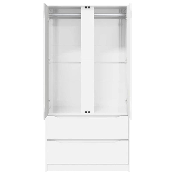 Hochglanz Kleiderschrank Weiß, 156 cm