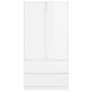 Hochglanz Kleiderschrank Weiß, 156 cm