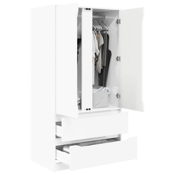 Hochglanz Kleiderschrank Weiß, 156 cm