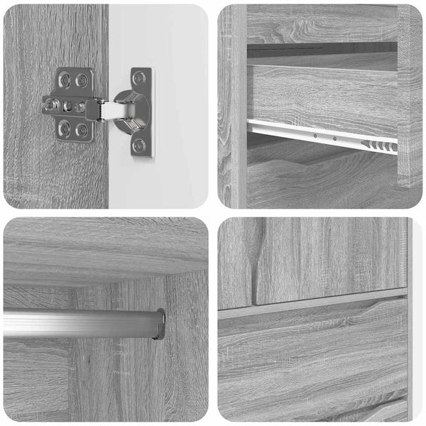 vidaXL Armoire Sonoma Gris 79,5 x 49 x 156 cm Aggloméré
