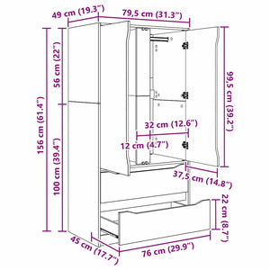 Kleiderschrank Artisan Eiche 79,5x49x156cm