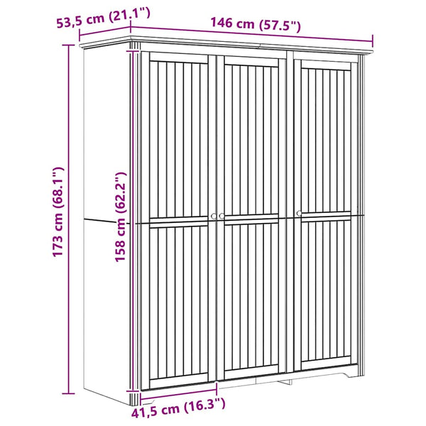 Kleiderschrank BODO Honigbraun 146 cm