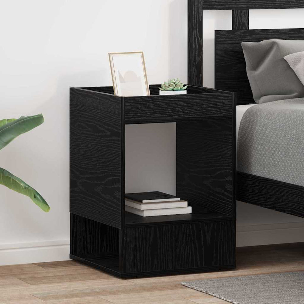 Beistelltisch 2er Set Schwarz Eichenoptik