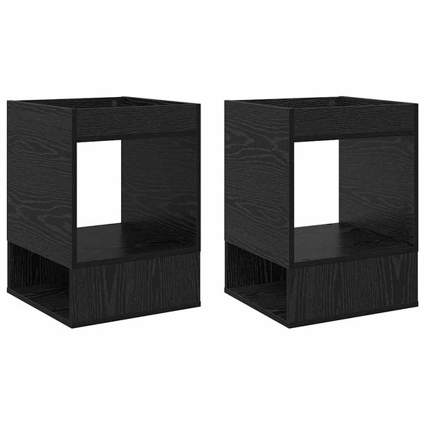 Beistelltisch 2er Set Schwarz Eichenoptik